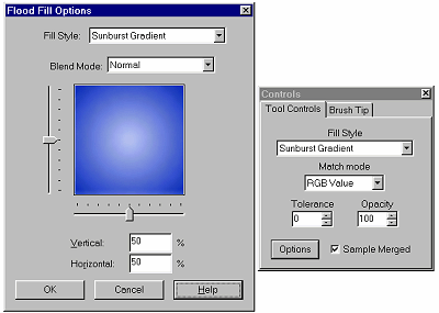 Flood fill's "sunburst gradient" tool